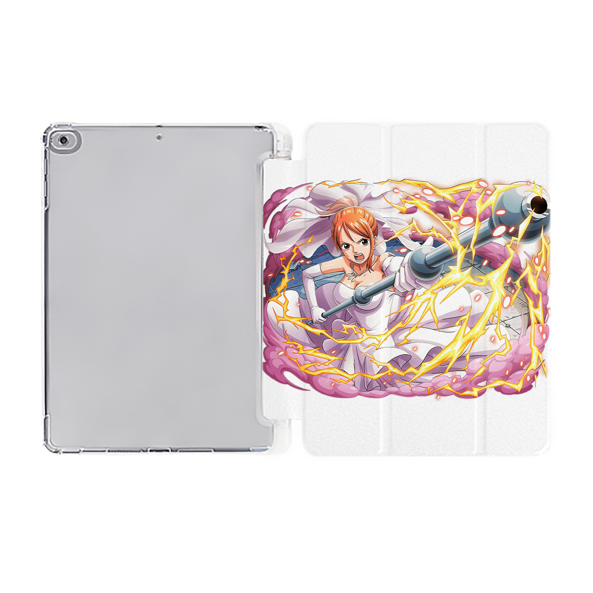 （画像用） ワンピース ナミ ONE PIECE Nami IPad ケース ペン収納付き 三つ折りスタンド PUレザー×シリコン 対応機種9.5/10.5/10.9インチ
